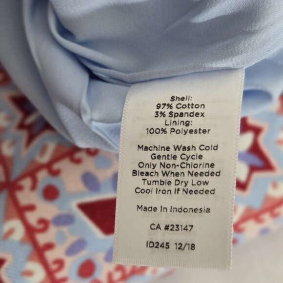 TALBOTS Skirt 10 Medallion Border Print Stretch Cotton Pink Red Blue NEW - Picture 4 of 15